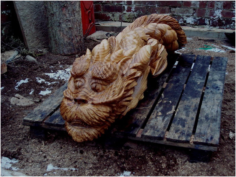 picture of dragon fish carving