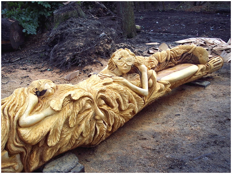 picture of meliai bench carving