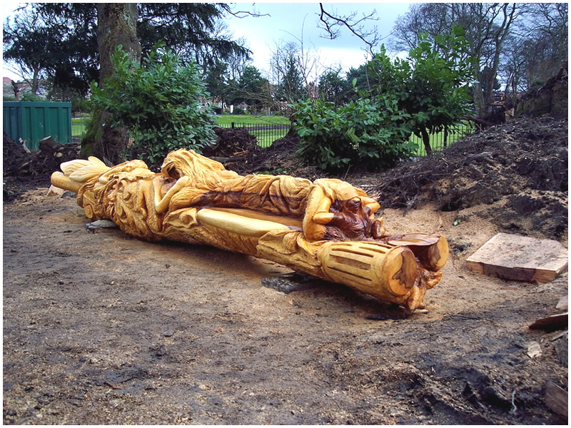 picture of meliai bench carving